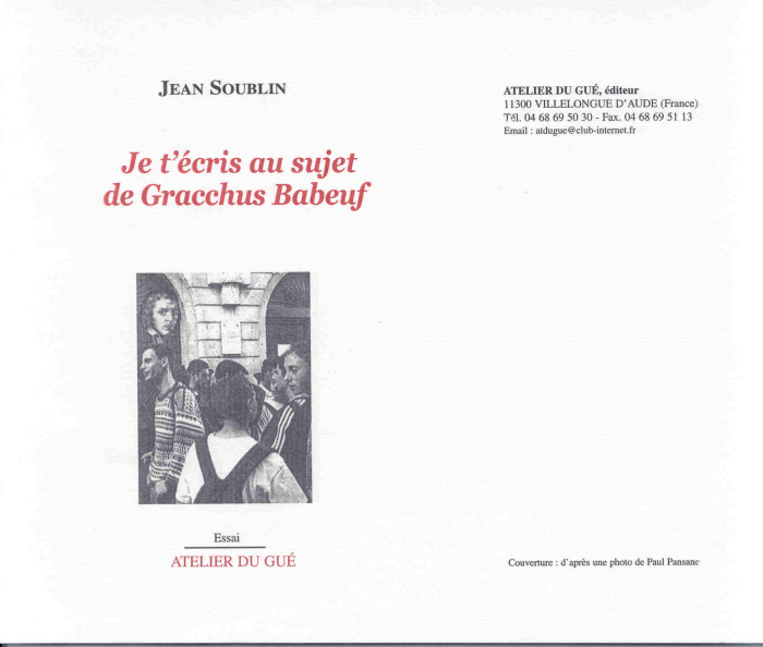 Emprunter Je t'écris au sujet de Gracchus Babeuf livre