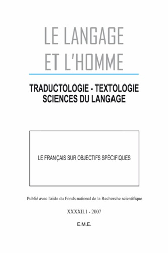 Emprunter Le Langage et l'Homme N° 421 : Le français sur objectifs spécifiques livre