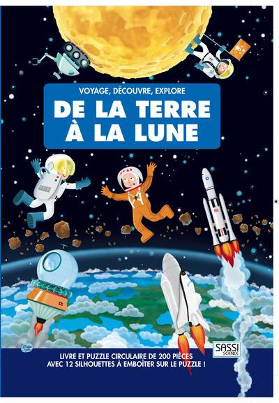 Emprunter De la Terre à la Lune. Livre et puzzle circulaire de 200 pièces avec 12 silhouettes à emboîter sur l livre