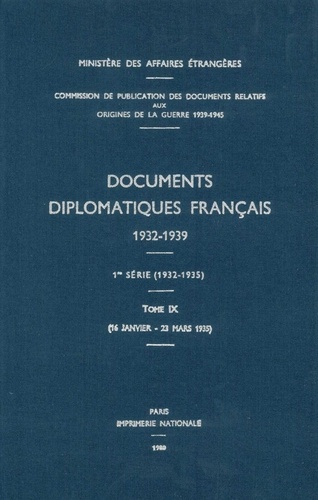 Emprunter Documents diplomatiques français. 1935 – Tome I (16 janvier – 23 mars) livre