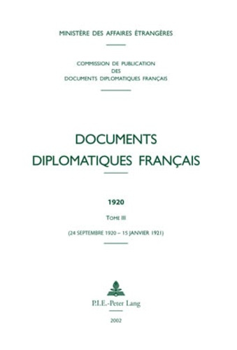 Emprunter Documents diplomatiques français 1920. Tome 3 (24 septembre - 15 janvier) livre