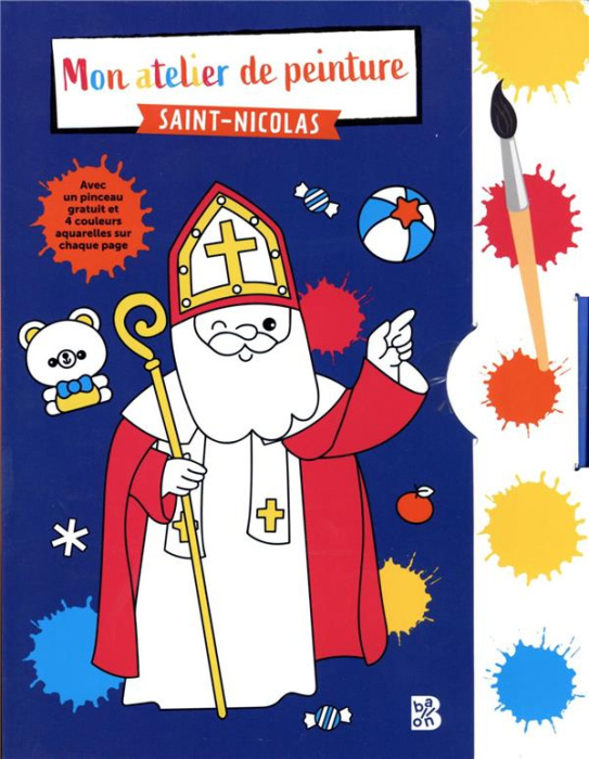 Emprunter Mon atelier de peinture Saint-Nicolas. Avec un pinceau gratuit et 4 couleurs aquarelles sur chaque p livre
