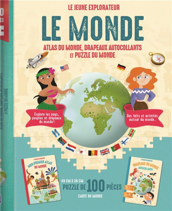 Emprunter Le monde. Atlas du monde, drapeaux autocollants et puzzle du monde livre