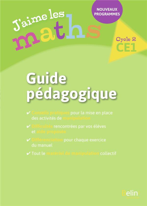 Emprunter Maths Cycle 2 CE1 J'aime les maths. Guide pédagogique livre