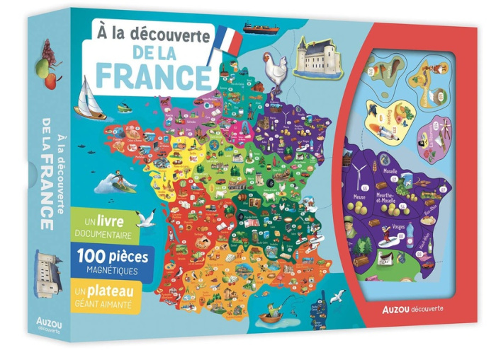 Emprunter A la découverte de la France. Coffret avec un livre documentaire, 100 pièces magnétiques, un plateau livre