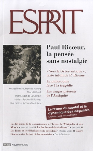 Emprunter Esprit N° 399, Novembre 2013 : Paul Ricoeur, la pensée sans nostalgie livre
