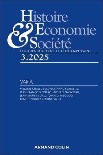 Emprunter Histoire, Economie & Société N° 3/2025 livre