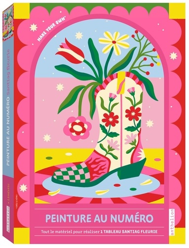 Emprunter Peinture au numéro Santiag fleurie. Avec 1 tableau, 1 modèle couleur, 9 godets de peinture, 2 pincea livre