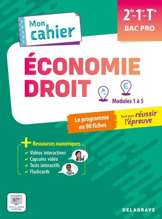 Emprunter Economie-Droit 2de, 1re, Tle Bac Pro Mon cahier. Modules 1 à 5, pochette élève, Edition 2025 livre