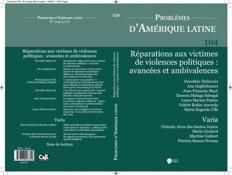 Emprunter Problemes d'amerique latine 104 (1-2017). Reparations aux victimes de violences politiques : avancee livre