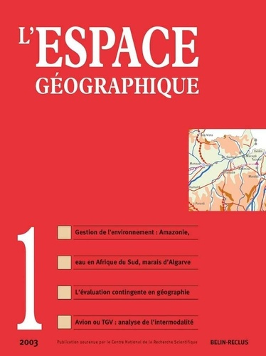 Emprunter L'espace géographique - N°1. 2003 livre