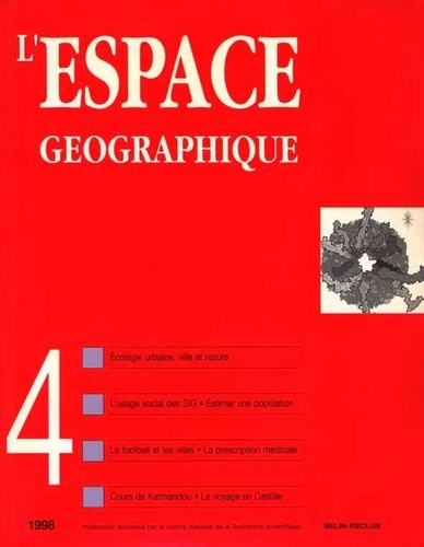 Emprunter L'ESPACE GEOGRAPHIQUE - N 4 - 1998 livre