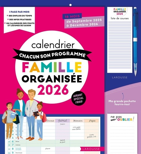 Emprunter Calendrier famille organisée. Chacun son programme. 16 mois, de septembre 2025 à décembre 2026, Avec livre