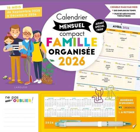Emprunter Calendrier mensuel compact famille organisée. 16 mois, de septembre 2025 à décembre 2026, Edition 20 livre