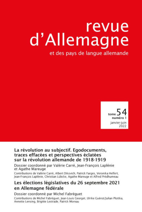 Emprunter Revue d'Allemagne et des pays de langue allemande Tome 54 N° 1, janvier-juin 2022 : La révolution a livre