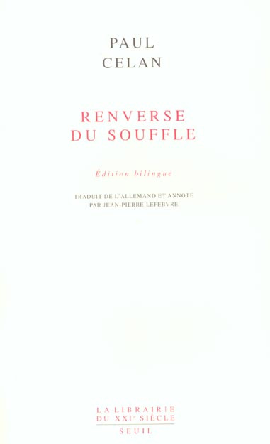 Emprunter Renverse du souffle. Edition bilingue français-allemand livre