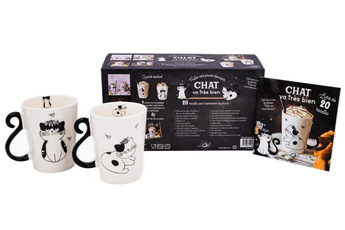 Emprunter Chat va très bien. Coffret avec 2 tasses en céramique et 1 livre de recettes livre