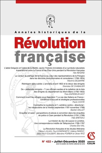 Emprunter Annales historiques de la Révolution française N° 422 : Emotions révolutionaires livre