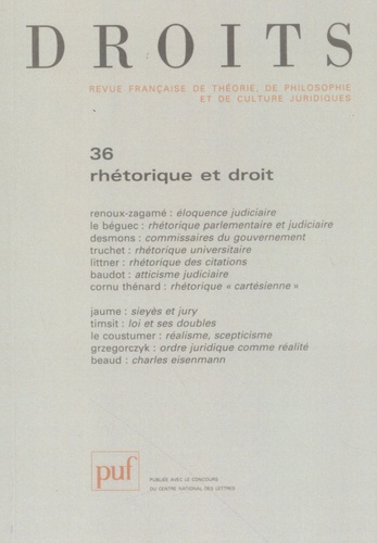 Emprunter droits n°36: rhetorique et droit livre