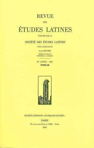 Emprunter Etudes Latines T. 80 (2002) livre