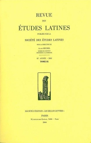 Emprunter Etudes Latines T. 81 (2003) livre
