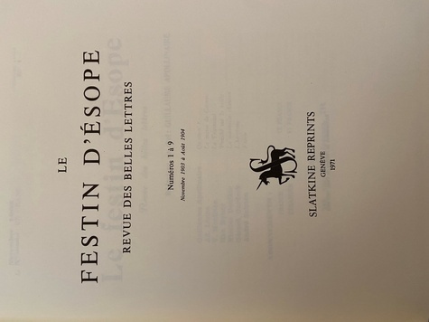 Emprunter FESTIN D'ESOPE (LE). NUMEROS 1-9. (1903-1904). livre