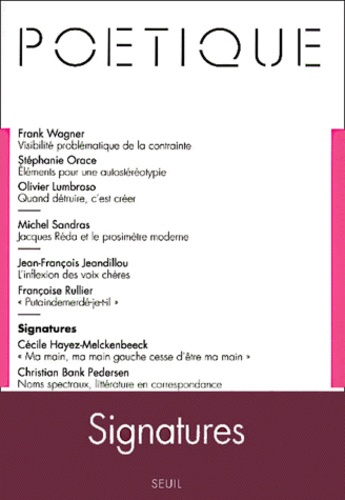 Emprunter Poétique N° 125 : Signatures livre
