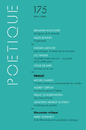 Emprunter Poétique N° 175/2014-1 : Proust livre