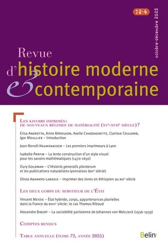Emprunter Revue d'histoire moderne et contemporaine n° 72-4 (octobre-décembre 2025) livre