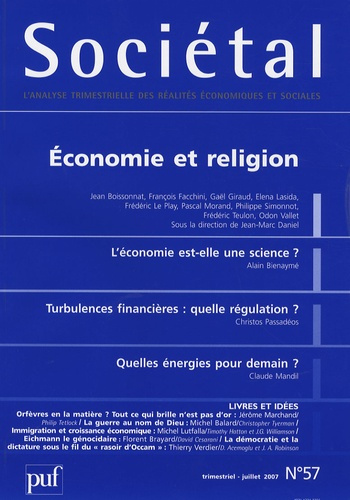 Emprunter SOCIETAL N 57 ECONOMIE ET RELIGION - JUILLET 2007 livre