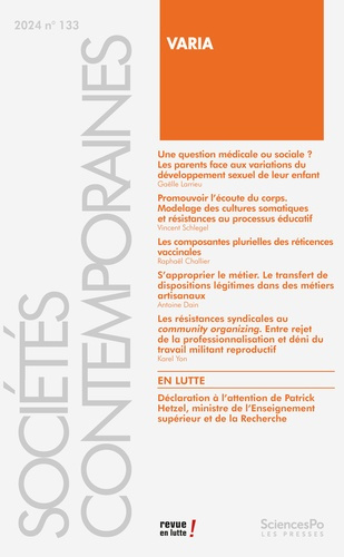Emprunter Sociétés contemporaines N° 133, 2024 : Varia livre