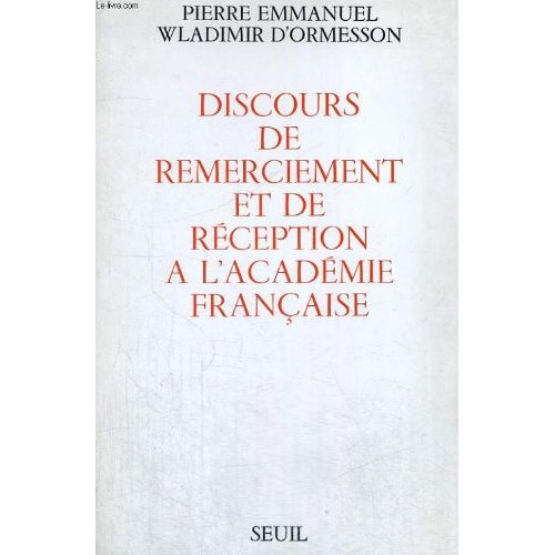Emprunter Discours de remerciement et de réception à l'Académie française livre