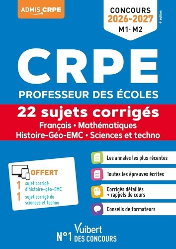 Emprunter Français et mathématiques CRPE. 22 sujets corrigés, Edition 2026-2027 livre
