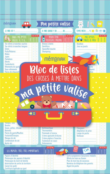 Emprunter Bloc de listes des choses à mettre dans ma petite valise. Edition 2021 livre