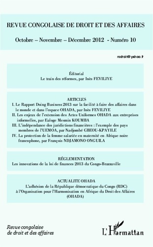 Emprunter Revue congolaise de droit et des affaires. octobre - novembre - décembre 2012 livre
