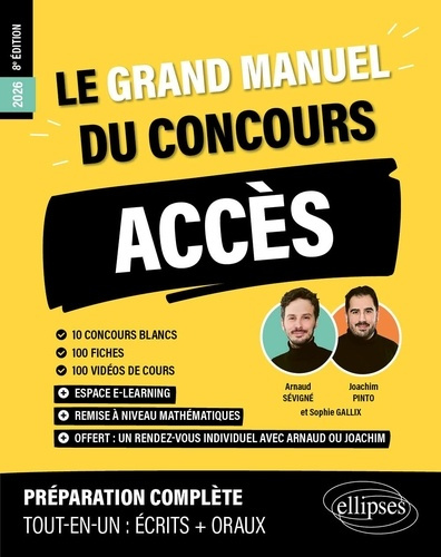 Emprunter Le grand manuel ACCES. 10 concours blancs, 100 fiches, 100 vidéos de cours, Edition 2026 livre