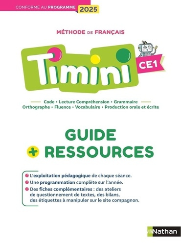 Emprunter Méthode de français Timini CE1. Guide pédagogique, Edition 2025 livre