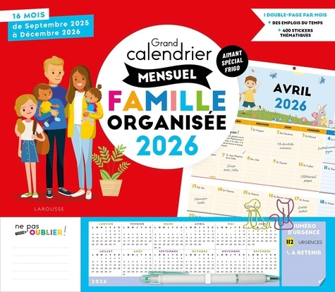 Emprunter Grand calendrier mensuel famille organisée. 16 mois, de septembre 2025 à décembre 2026, Edition 2026 livre