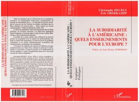 Emprunter LA SUBSIDIARITE A L'AMERICAINE . QUELS ENSEIGNEMEN livre