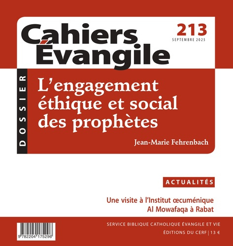 Emprunter Cahiers Evangile N° 213, septembre 2025 : L'engagement éthique et social des prophètes livre