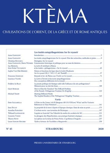 Emprunter Ktèma N° 45/2020 : Les traités néopythagoriciens livre