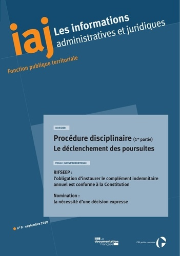 Emprunter Les informations administratives et juridiques N° 9, septembre 2018 : Procédure disciplinaire (1re p livre