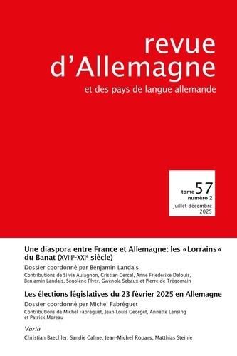 Emprunter Revue d'Allemagne et des pays de langue allemande Tome 57 N° 2, juillet-décembre 2025 livre
