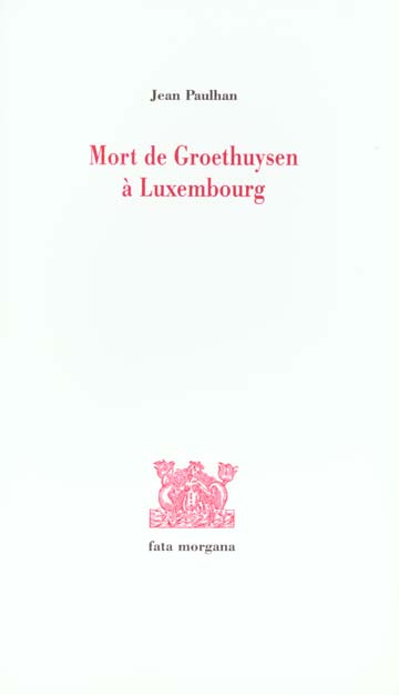 Emprunter Mort de Groethuysen à Luxembourg livre