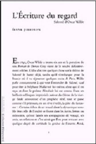 Emprunter L' ECRITURE DU REGARD - SALOME D'OSCAR WILDE livre