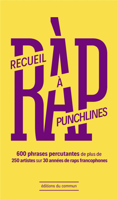 Emprunter Recueil à punchlines. 600 phrases percutantes de plus de 250 artistes sur 30 années de raps francoph livre