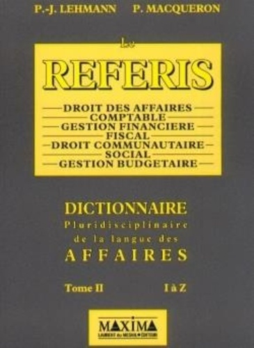Emprunter Referis dictionnaire pluridisciplinaire de la langue des affaires T2 livre