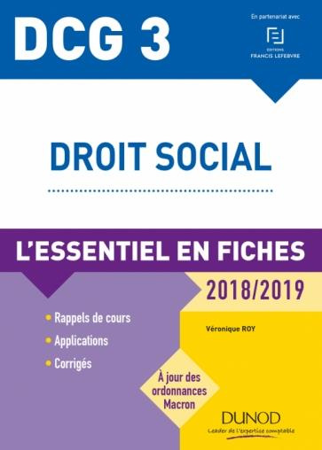 Emprunter Droit social DCG 3. L'essentiel en fiches, Edition 2018-2019 livre