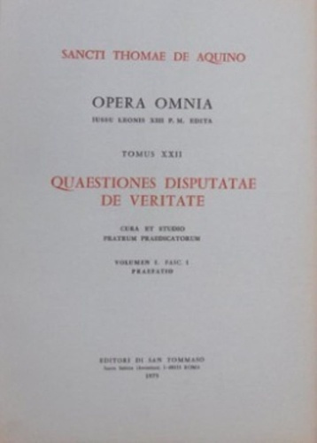 Emprunter Opera Omnia Tome 22 : Quaestiones disputatae de veritate. Volumen 1, Fasc. 1 livre