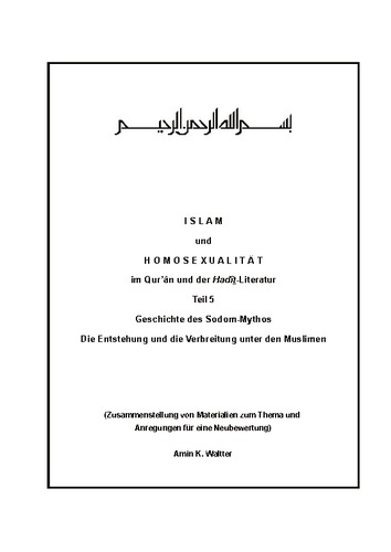 Emprunter I S L A M und H O M O S E X U A L I T Ä T im Qur'ân und der Hadît-Literatur Teil 5. Geschichte d livre